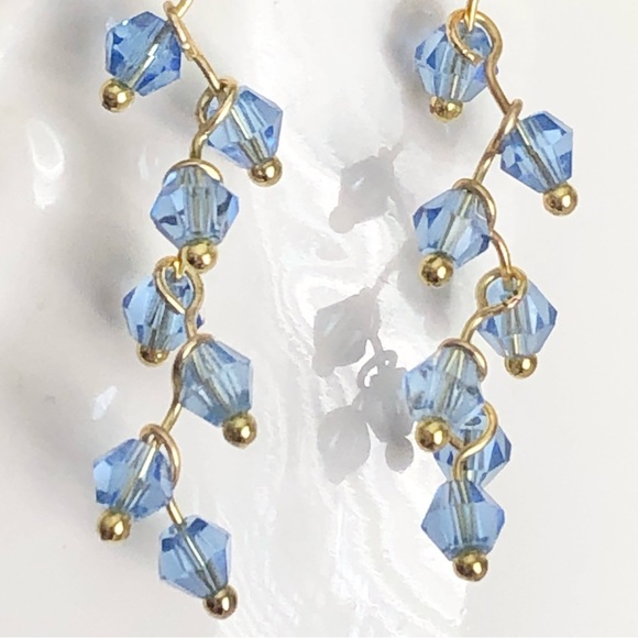 New Glass Crystal Sparkling Dangling Cascade Vine Handmade 18k gold plated hooks - Picture 6 of 13